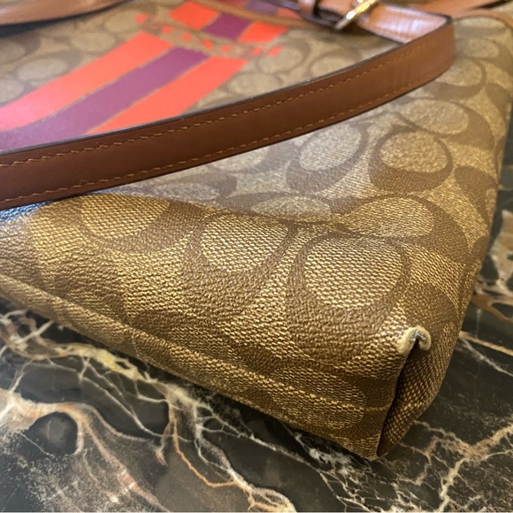 Coach Brown Signature Coated Canvas Varsity Stripe File Messenger Bag - Picture 14 of 14